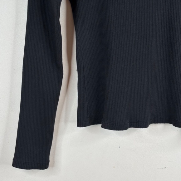 Maeve Anthropologie Black Ribbed Mock neck Turtleneck S Long Sleeve Stretch 90s - Picture 3 of 9